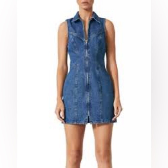 Grlfrnd Colette Denim Sleeveless Mini Dress Sz-XS - Picture 1 of 10